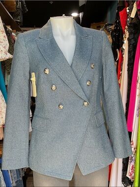 White House Black Market Double-Breasted Light Blue Blazer